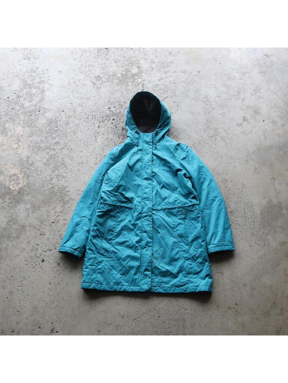 L.L.Bean Womens L Reg Teal Sherpa Lined Hooded Rain Jacket Parka Nylon